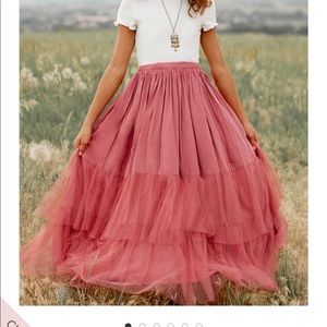 Joyfolie Ada maxi skirt in bright rose